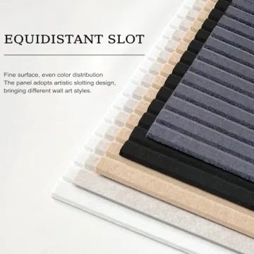 JVJVJ 5 Pack Acoustic Panels, 48" X 24" X 0.4" Decorative Sound Proof Felt Panels, Self-Adhesive Sound proof panels for walls, Creative Slotting Design. (Black)