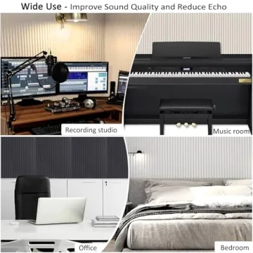 JVJVJ 5 Pack Acoustic Panels, 48" X 24" X 0.4" Decorative Sound Proof Felt Panels, Self-Adhesive Sound proof panels for walls, Creative Slotting Design. (Black)