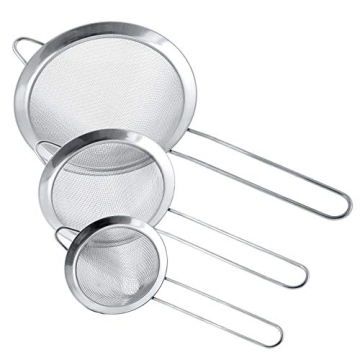 Set of 3 Premium Quality Fine Mesh Strainers for Kitchens