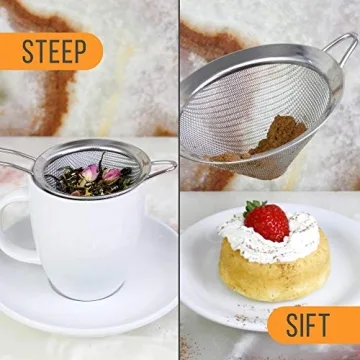 Set of 3 Premium Quality Fine Mesh Strainers for Kitchens