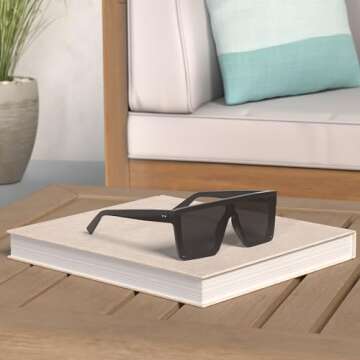 Dollger Square Oversized Sunglasses for Women Men Fashion Flat Top Big Black Frame Shades BLACK AND ...