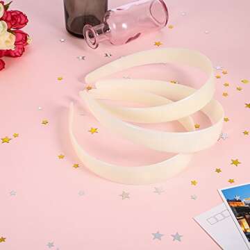 HESTYA White Plastic Headbands DIY 1 Inch Plain Blank No Teeth Hair Bands Plain Headbands for Women Halloween Christmas