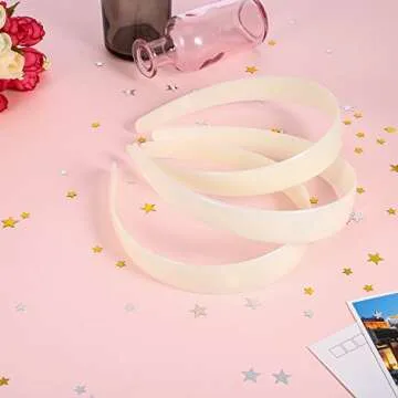 HESTYA White Plastic Headbands DIY 1 Inch Plain Blank No Teeth Hair Bands Plain Headbands for Women Halloween Christmas