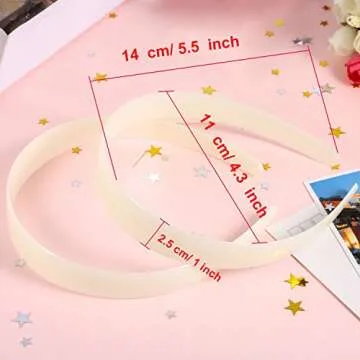 HESTYA White Plastic Headbands DIY 1 Inch Plain Blank No Teeth Hair Bands Plain Headbands for Women Halloween Christmas