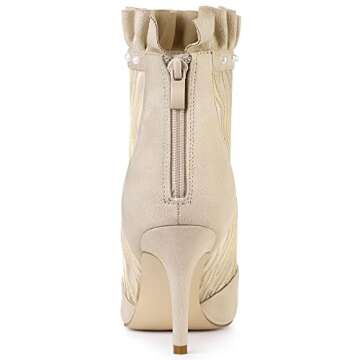 Allegra K Women's Mesh Ruffle Ankle Boots for Stylish Feet