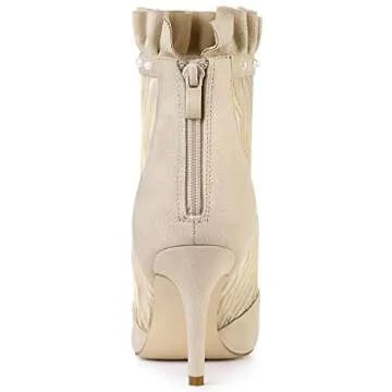 Allegra K Women's Mesh Ruffle Ankle Boots for Stylish Feet