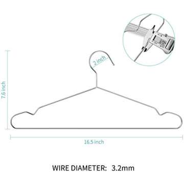 Wire Hangers 50 Pack Coat Hangers Strong Heavy Duty Metal Hangers 16.5 Inch Ultra Thin Space Saving Clothes Hangers by TIMMY