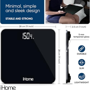 iHome Digital Scale High Precision 400 lbs LED Display