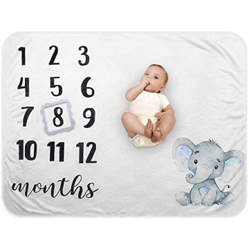 Baby Monthly Milestone Blanket - Large Organic Plush Fleece Photography Prop for Boys & Girls