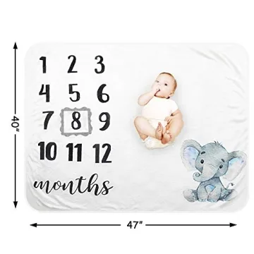 Baby Monthly Milestone Blanket - Soft Plush Elephant Decor