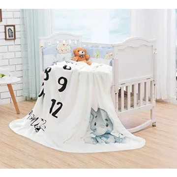 Baby Monthly Milestone Blanket - Soft Plush Elephant Decor