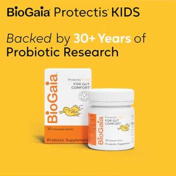 BioGaia Protectis Chewable Tablets for Toddlers, Kids, and Teens Occasional Stomach Pain, Constipation, Diarrhea, and Regularity, 30 Tablets, 2 Pack