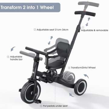 newyoo Toddler Bike - 5-in-1 Tricycle for Ages 1-3