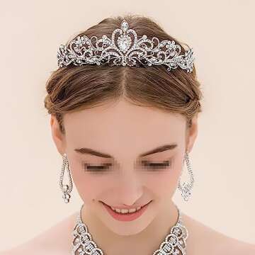 Rhinestone Wedding Tiara Princess Crown Headband Birthday Headpiece Bride Hair Jewelry Bridal Hair Accessories with Comb