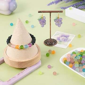 Craftdady 500Pcs 8mm Transparent Frosted Glass Beads Tiny Crystal Glass Round Loose Spacer Beads Random Mixed Colors for Jewelry Making Hole: 1mm