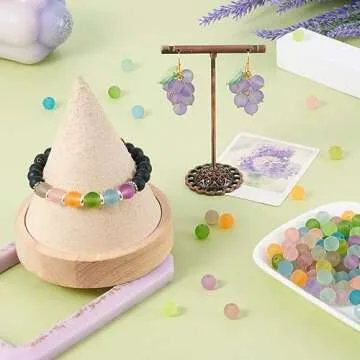 Craftdady 500Pcs 8mm Transparent Frosted Glass Beads Tiny Crystal Glass Round Loose Spacer Beads Random Mixed Colors for Jewelry Making Hole: 1mm