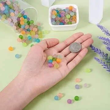 Craftdady 500Pcs 8mm Transparent Frosted Glass Beads Tiny Crystal Glass Round Loose Spacer Beads Random Mixed Colors for Jewelry Making Hole: 1mm
