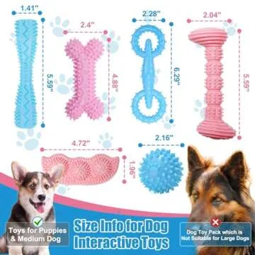Angecado 6 Pack Puppy Chew Toys for Teething, Interactive Pink Blue Small Dog Enrichment Toys for Sm...