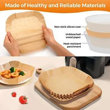 Air Fryer Paper Liners Disposable for Easy Cleanup