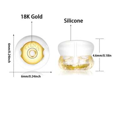 Earring Backs,18K Gold Silicone Earring Backs for Studs/Droopy Ears,Locking Secure Earring Backs for...