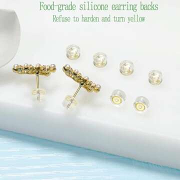 Earring Backs,18K Gold Silicone Earring Backs for Studs/Droopy Ears,Locking Secure Earring Backs for Heavy Earring,No-Irritate Hypoallergenice Soft Clear Earring Backs for Adults