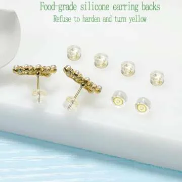 Earring Backs,18K Gold Silicone Earring Backs for Studs/Droopy Ears,Locking Secure Earring Backs for Heavy Earring,No-Irritate Hypoallergenice Soft Clear Earring Backs for Adults