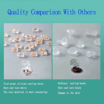 Earring Backs,18K Gold Silicone Earring Backs for Studs/Droopy Ears,Locking Secure Earring Backs for Heavy Earring,No-Irritate Hypoallergenice Soft Clear Earring Backs for Adults