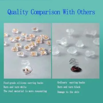 Earring Backs,18K Gold Silicone Earring Backs for Studs/Droopy Ears,Locking Secure Earring Backs for Heavy Earring,No-Irritate Hypoallergenice Soft Clear Earring Backs for Adults