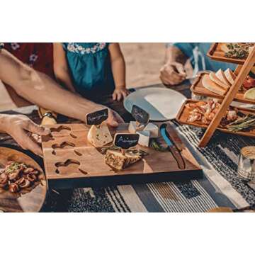 PICNIC TIME NCAA Texas A&M Aggies Delio Cheese Board and Knife Set - Charcuterie Board Set - Acacia Wood Cutting Board with Cheese Knife and Markers