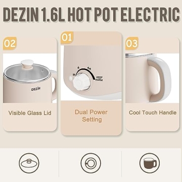 Dezin Electric Pot 1.6L - Compact Multifunctional Cooker