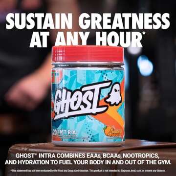 GHOST Intra Workout Powder, Orange Squeeze - BCAAs, & EAAs, Nootropics & Hydration - Essential & Bra...