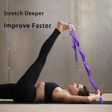 Stretching Strap Yoga Strap with Loops, Stretch Straps for Physical Therapy, Non-Elastic Exercise St...