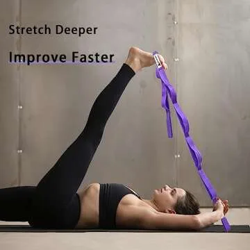Stretching Strap Yoga Strap with Loops, Stretch Straps for Physical Therapy, Non-Elastic Exercise St...