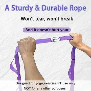 Stretching Strap Yoga Strap with Loops, Stretch Straps for Physical Therapy, Non-Elastic Exercise Strap for Pilates, Dance and Gymnastics with Workout Guide (Purple)