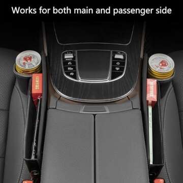 2 Packs Car Seat Gap Filler Organizer, Car Seat Organizer, Seat Gap Storage Box with Cup Holders for Drink, Car Leather Cup Holder Gap Bag Front Seat for Phone, Sunglasses,Keys(Left+Right Side)