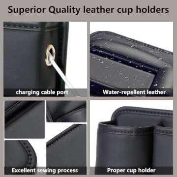 2 Packs Car Seat Gap Filler Organizer, Car Seat Organizer, Seat Gap Storage Box with Cup Holders for Drink, Car Leather Cup Holder Gap Bag Front Seat for Phone, Sunglasses,Keys(Left+Right Side)