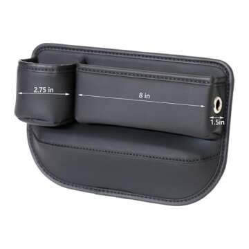 2 Packs Car Seat Gap Filler Organizer, Car Seat Organizer, Seat Gap Storage Box with Cup Holders for Drink, Car Leather Cup Holder Gap Bag Front Seat for Phone, Sunglasses,Keys(Left+Right Side)