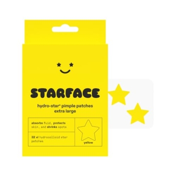 Starface XL Big Star, Large Hydrocolloid Pimple Patches, Absorb Fluid and Reduce Redness, Cute Star ...