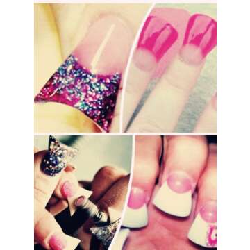 enForten 500 pcs Clear Crystal Duck Feet Style Duck Nail Tips Wide French False Nail Tips Acrylic Na...