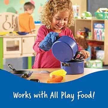 Learning Resources Pretend & Play Pro Chef Set, Kitchen Toys for Kids, Pretend Kitchen, Pots and Pans for Kids, 13 Pieces, Ages 3+