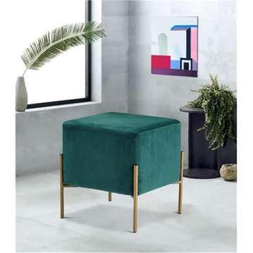 Meridian Furniture Isla Collection Modern | Contemporary Velvet Upholstered Ottoman/Stool with Sturd...