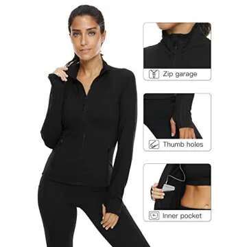 VUTRU Women's Workout Yoga Jacket Full Zip Running Track Jacket