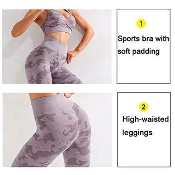 BIGFIRSE Womens Yoga Outfits High Waist Leggings Set