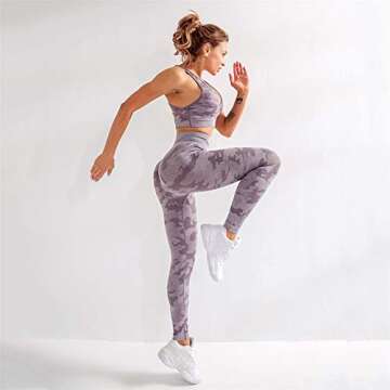 BIGFIRSE Womens Yoga Outfits High Waist Leggings Set