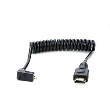Flexible Atomos Right-Angle HDMI Coiled Cable for Efficient Use