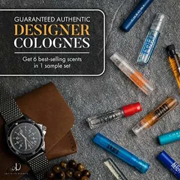 Infinite Scents Men's Cologne Sampler Set: 6 Designer Fragrances + Pocket-Sized Pouch - Travel-Size ...