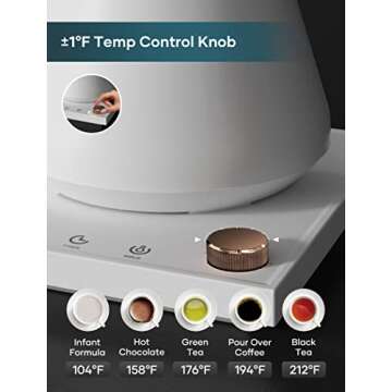 Electric Kettles, INTASTING Gooseneck Electric Kettle, ±1℉ Temperature Control, Stainless Steel I...