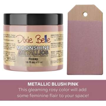 Dixie Belle Moonshine Metallics | Rozay (16oz) | Water-Based Shiny Chalk Mineral Paint | Metallic DI...