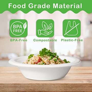 12oz Disposable Paper Bowls - 150 Pack Eco-Friendly