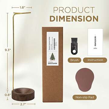 Dostende Incense Holder, Multi-Purpose Design Wooden Incense Burner ash Catcher with Brass Incense Stick Holder for Home Decor Yoga Spa Madiation (Walnut Wood)